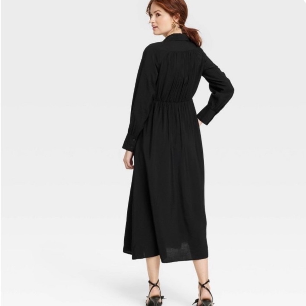 A New Day Black Long Sleeve Maxi Shirt Dress - Picture 2 of 3